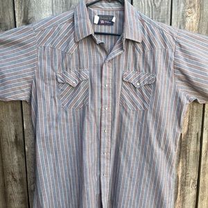 Panhandle Slim pearl snap short sleeve shirt, 18, XL, XXL, made in USA, vintage